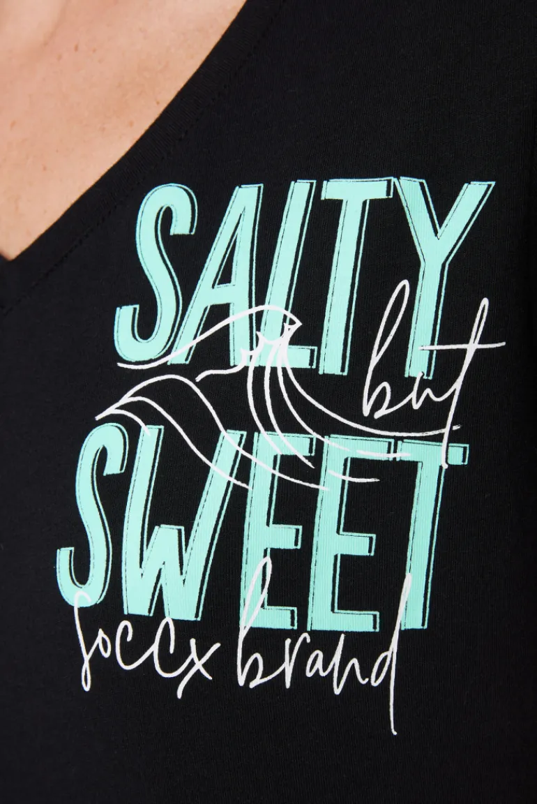 Online CAMP DAVID & SOCCX T-Shirt mit V-Ausschnitt und Label Print black