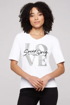 Hot CAMP DAVID & SOCCX T-Shirt mit V-Ausschnitt und Print opticwhite