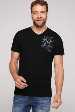 Cheap CAMP DAVID & SOCCX T-Shirt mit V-Neck und Print | S black