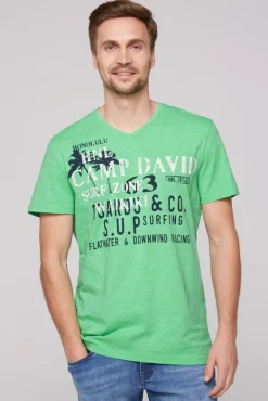 Hot CAMP DAVID & SOCCX T-Shirt mit V-Neck und Print Artwork regatta green | S regattagreen