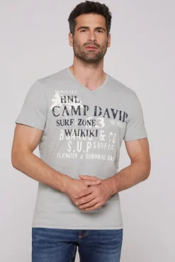 Hot CAMP DAVID & SOCCX T-Shirt mit V-Neck und Print Artwork cozy blue | S cozyblue