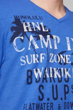 Flash Sale CAMP DAVID & SOCCX T-Shirt mit V-Neck und Print Artwork deep sky | S deepsky