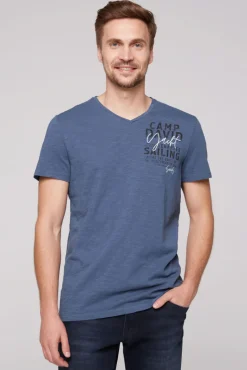 Hot CAMP DAVID & SOCCX T-Shirt mit V-Neck und Print blue haze | S bluehaze