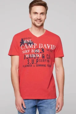Online CAMP DAVID & SOCCX T-Shirt mit V-Neck und Print Artwork skipper red skipperred