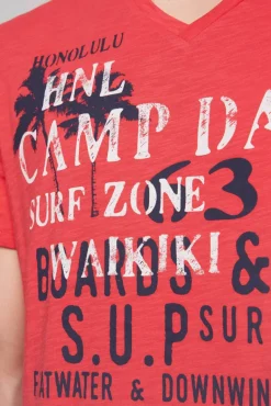 Online CAMP DAVID & SOCCX T-Shirt mit V-Neck und Print Artwork skipper red skipperred