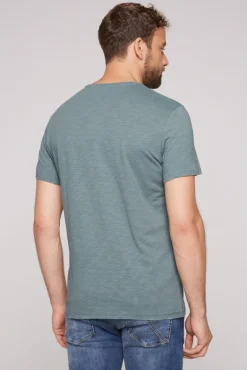 Outlet CAMP DAVID & SOCCX T-Shirt mit V-Neck und Print grey green | S greygreen