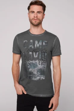 Best Sale CAMP DAVID & SOCCX T-Shirt Oil Dyed mit Photoprint granite