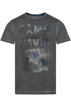 Best Sale CAMP DAVID & SOCCX T-Shirt Oil Dyed mit Photoprint granite