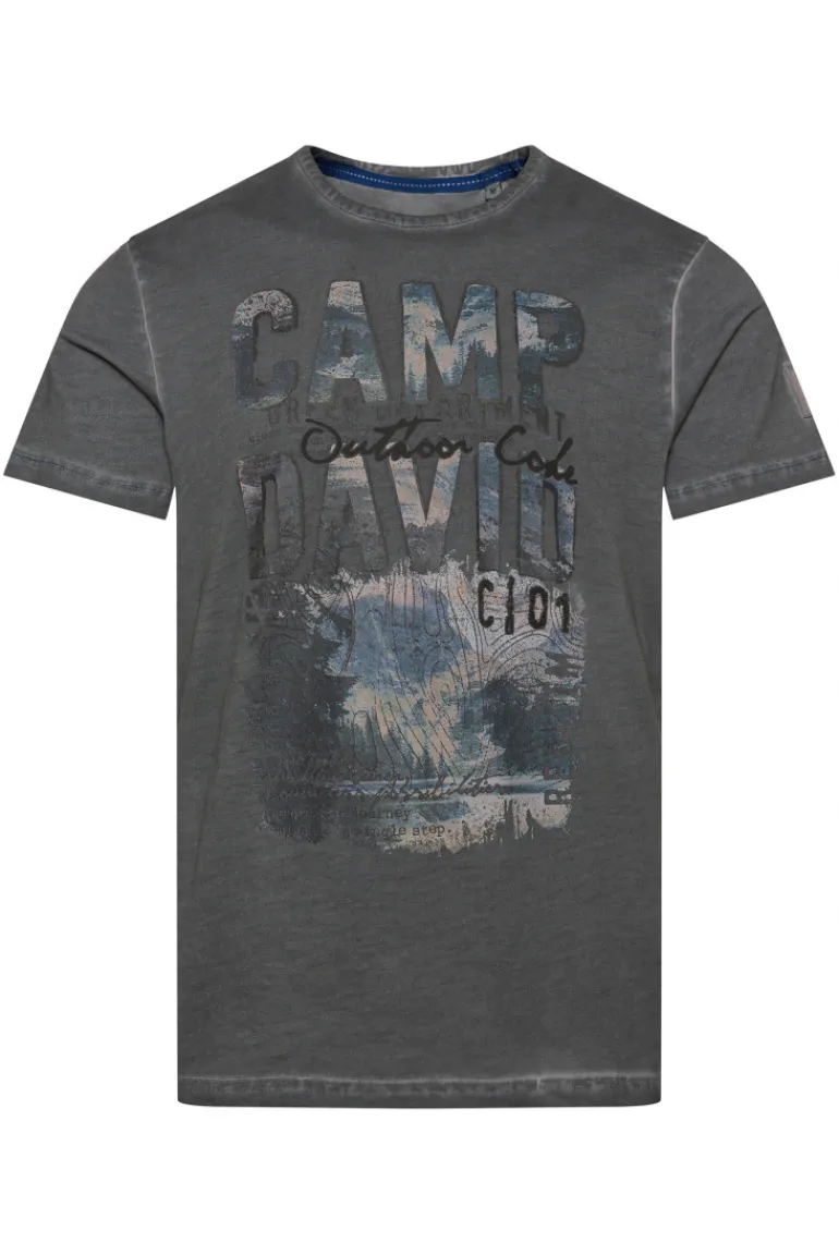 Best Sale CAMP DAVID & SOCCX T-Shirt Oil Dyed mit Photoprint granite