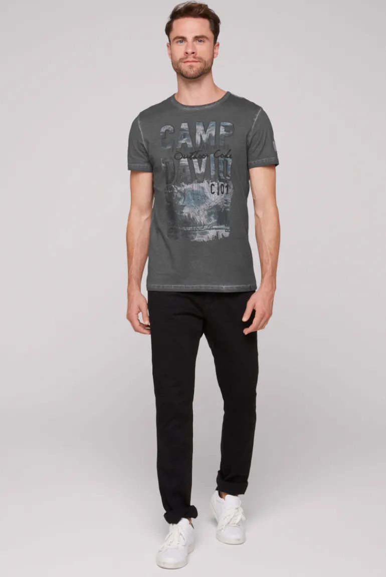 Best Sale CAMP DAVID & SOCCX T-Shirt Oil Dyed mit Photoprint granite