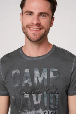 Best Sale CAMP DAVID & SOCCX T-Shirt Oil Dyed mit Photoprint granite