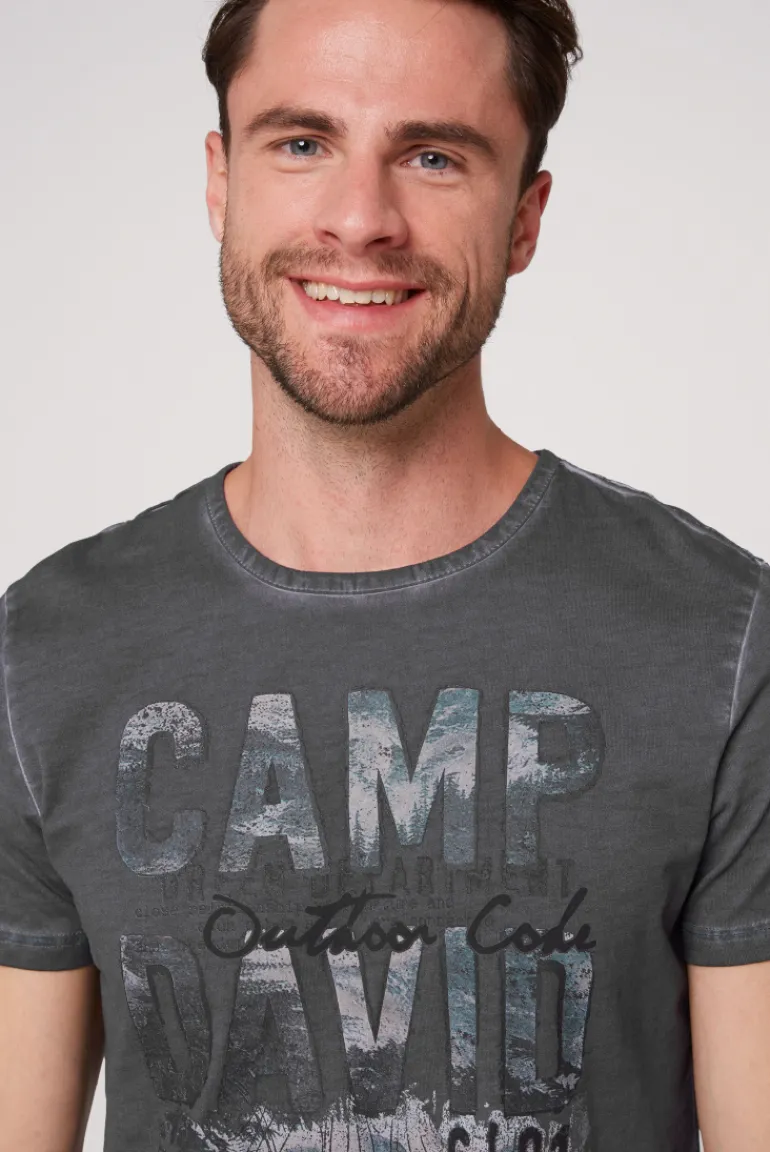 Best Sale CAMP DAVID & SOCCX T-Shirt Oil Dyed mit Photoprint granite