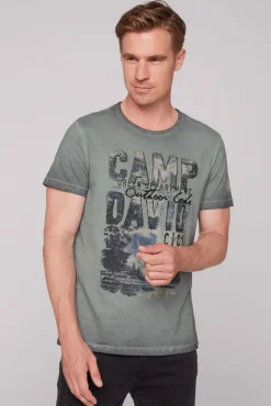 Clearance CAMP DAVID & SOCCX T-Shirt Oil Dyed mit Photoprint deep forest deepforest