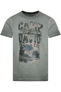 Clearance CAMP DAVID & SOCCX T-Shirt Oil Dyed mit Photoprint deep forest deepforest