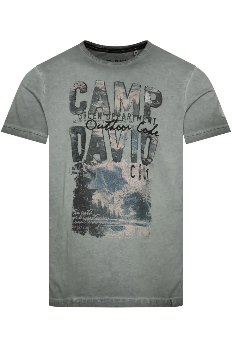 Clearance CAMP DAVID & SOCCX T-Shirt Oil Dyed mit Photoprint deep forest deepforest