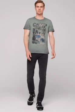 Clearance CAMP DAVID & SOCCX T-Shirt Oil Dyed mit Photoprint deep forest deepforest