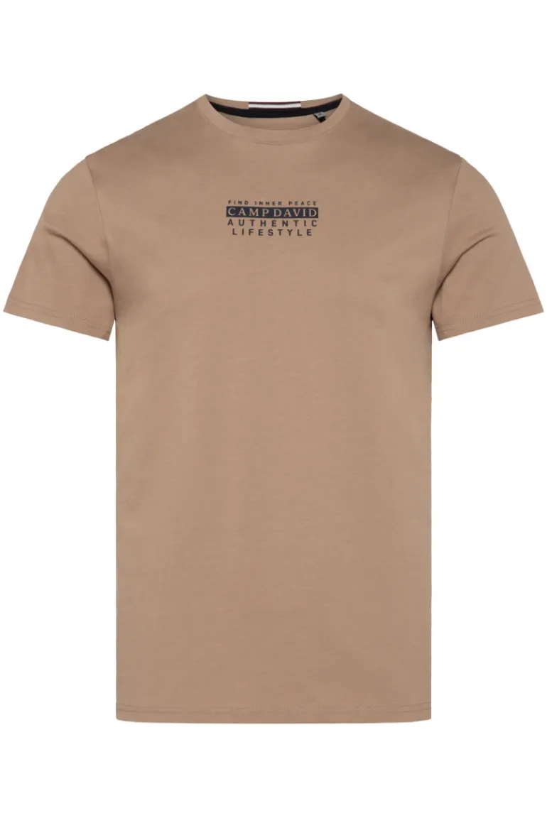 Cheap CAMP DAVID & SOCCX T-Shirt Rundhals mit Logo Print tan