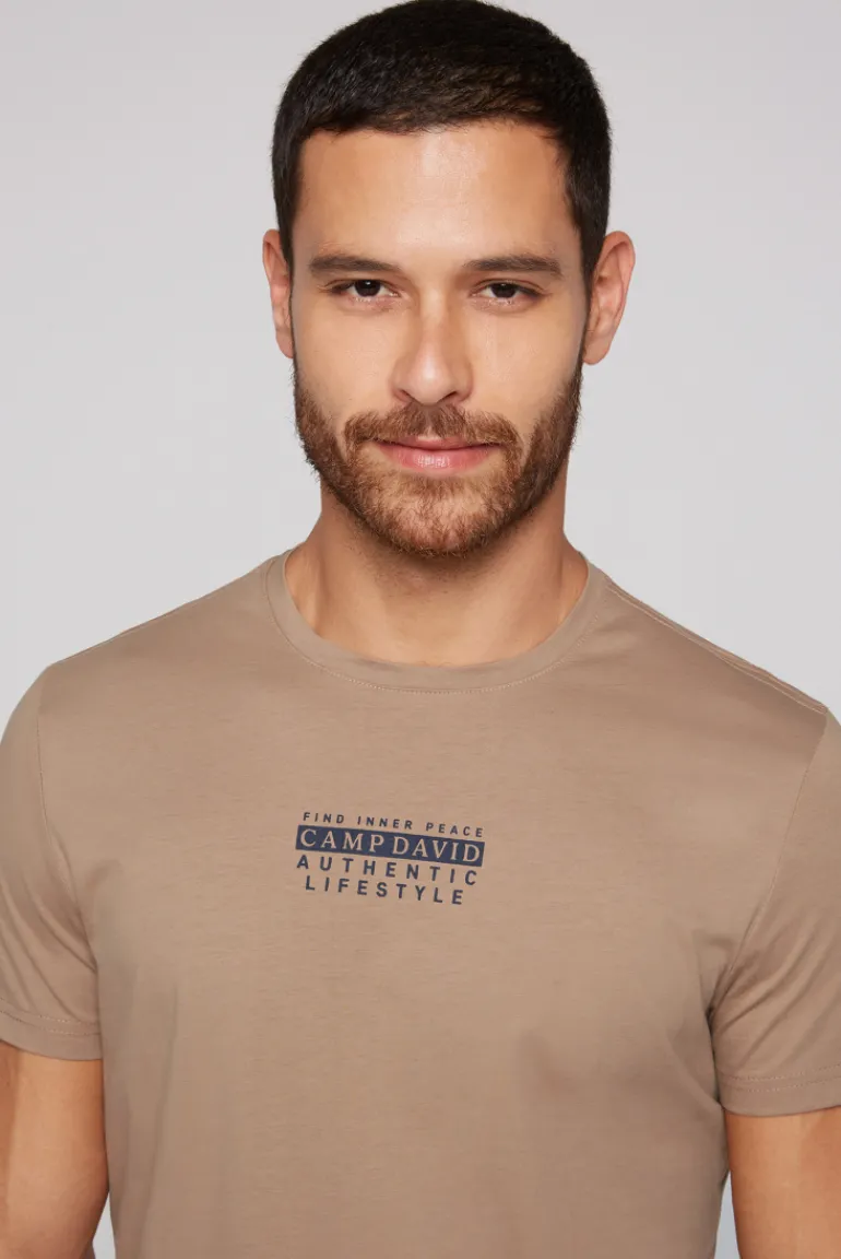Cheap CAMP DAVID & SOCCX T-Shirt Rundhals mit Logo Print tan