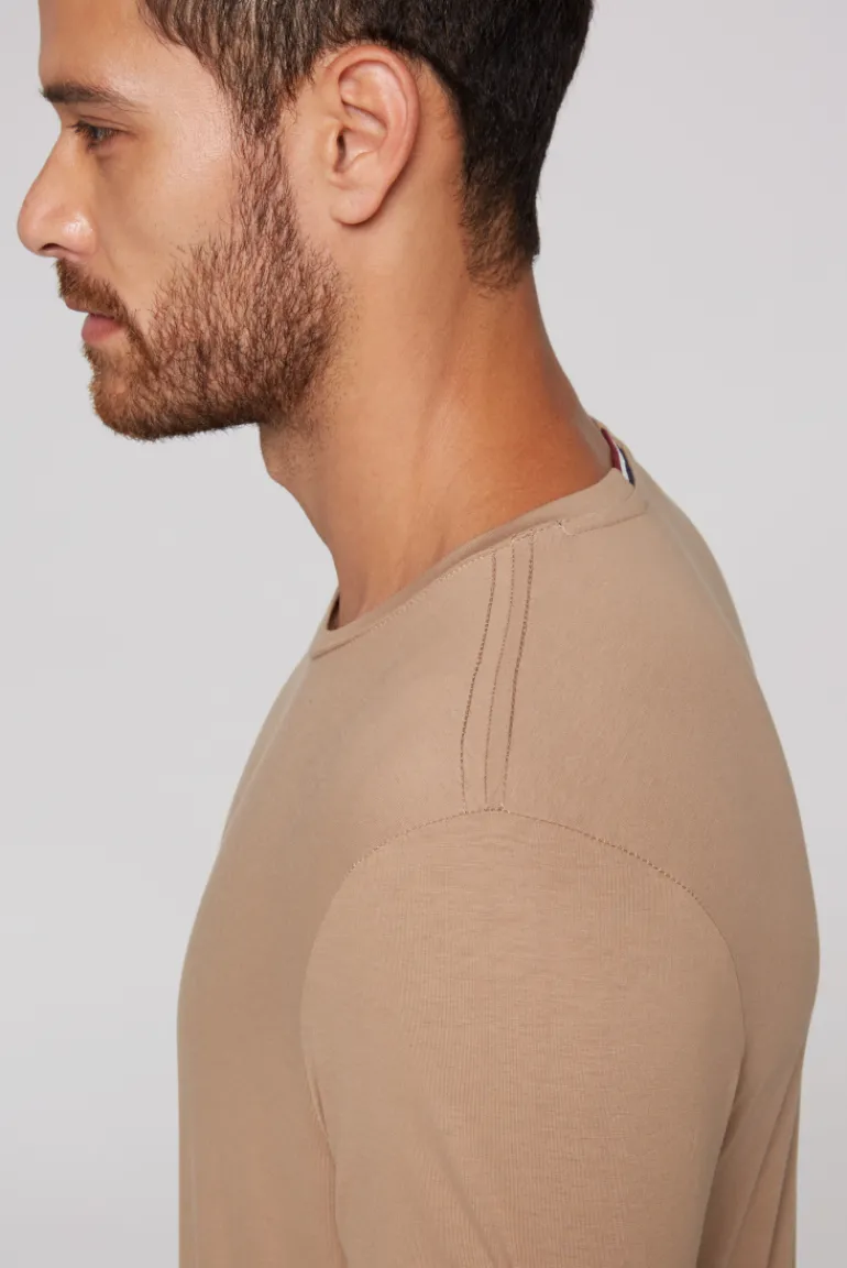 Cheap CAMP DAVID & SOCCX T-Shirt Rundhals mit Logo Print tan