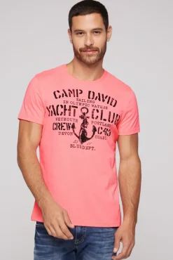 Store CAMP DAVID & SOCCX T-Shirt Rundhals mit Used Print neon pink | S neonpink