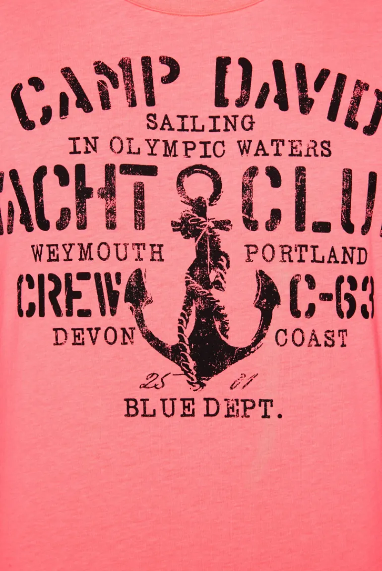 Store CAMP DAVID & SOCCX T-Shirt Rundhals mit Used Print neon pink | S neonpink