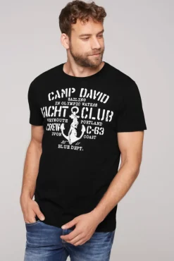 Cheap CAMP DAVID & SOCCX T-Shirt Rundhals mit Used Print | S black