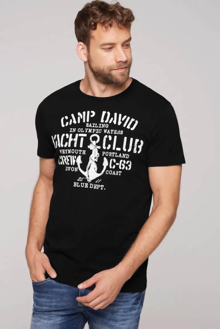 Cheap CAMP DAVID & SOCCX T-Shirt Rundhals mit Used Print | S black