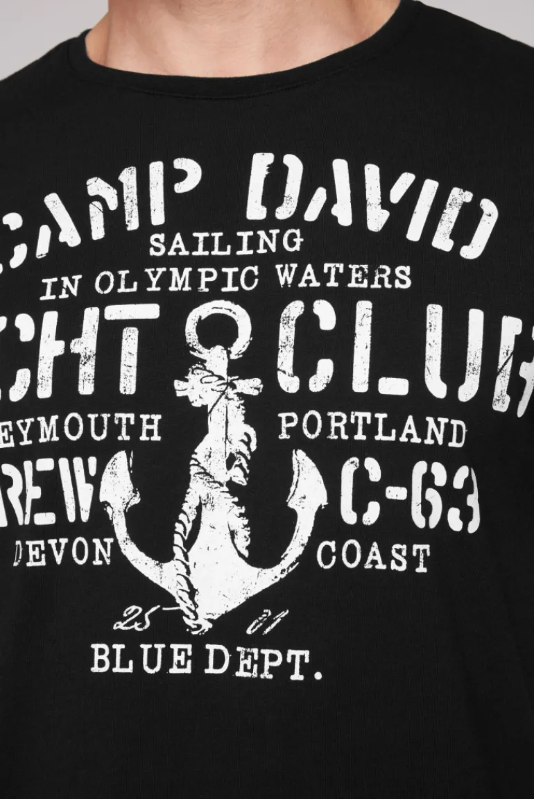 Cheap CAMP DAVID & SOCCX T-Shirt Rundhals mit Used Print | S black
