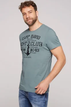 Cheap CAMP DAVID & SOCCX T-Shirt Rundhals mit Used Print grey green | S greygreen