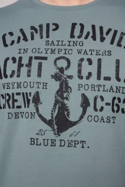 Cheap CAMP DAVID & SOCCX T-Shirt Rundhals mit Used Print grey green | S greygreen