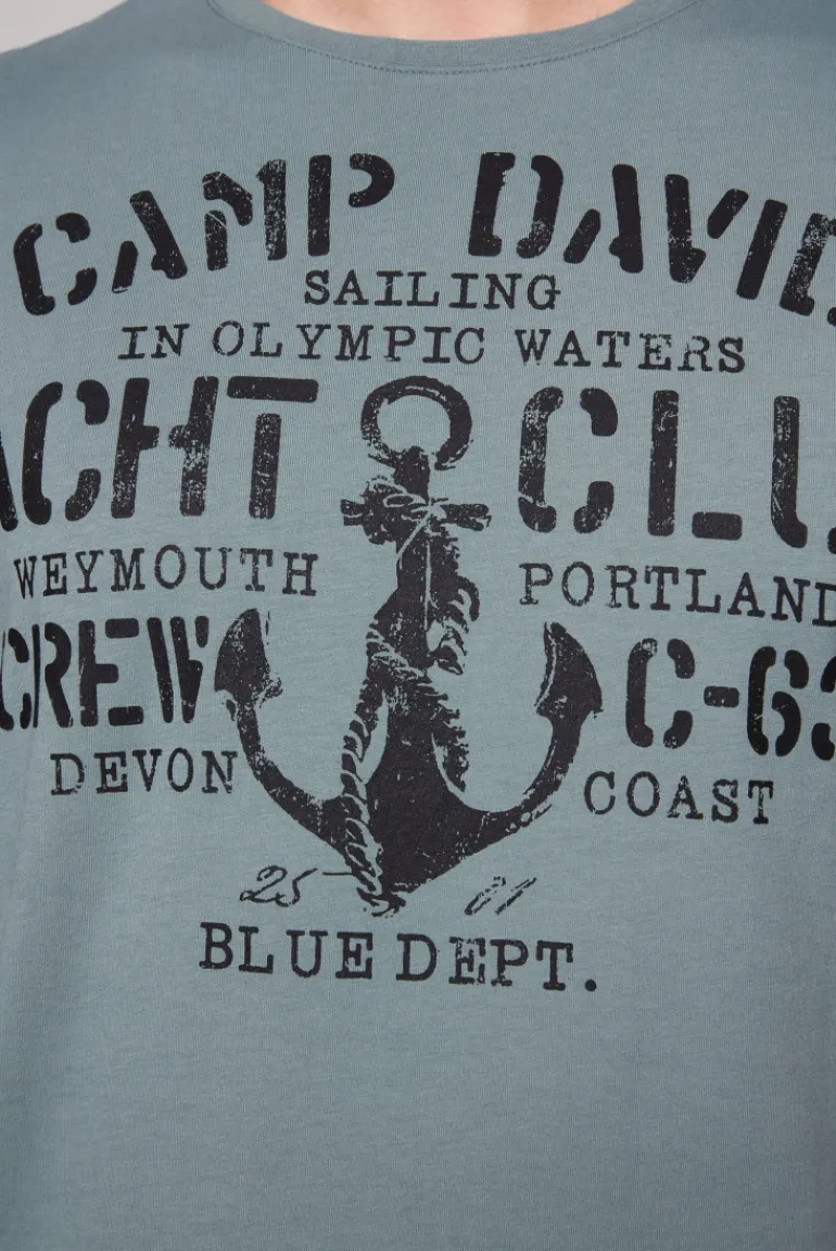 Cheap CAMP DAVID & SOCCX T-Shirt Rundhals mit Used Print grey green | S greygreen