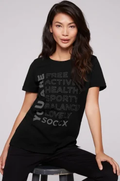 Best Sale CAMP DAVID & SOCCX T-Shirt Rundhals mit Wording Print black