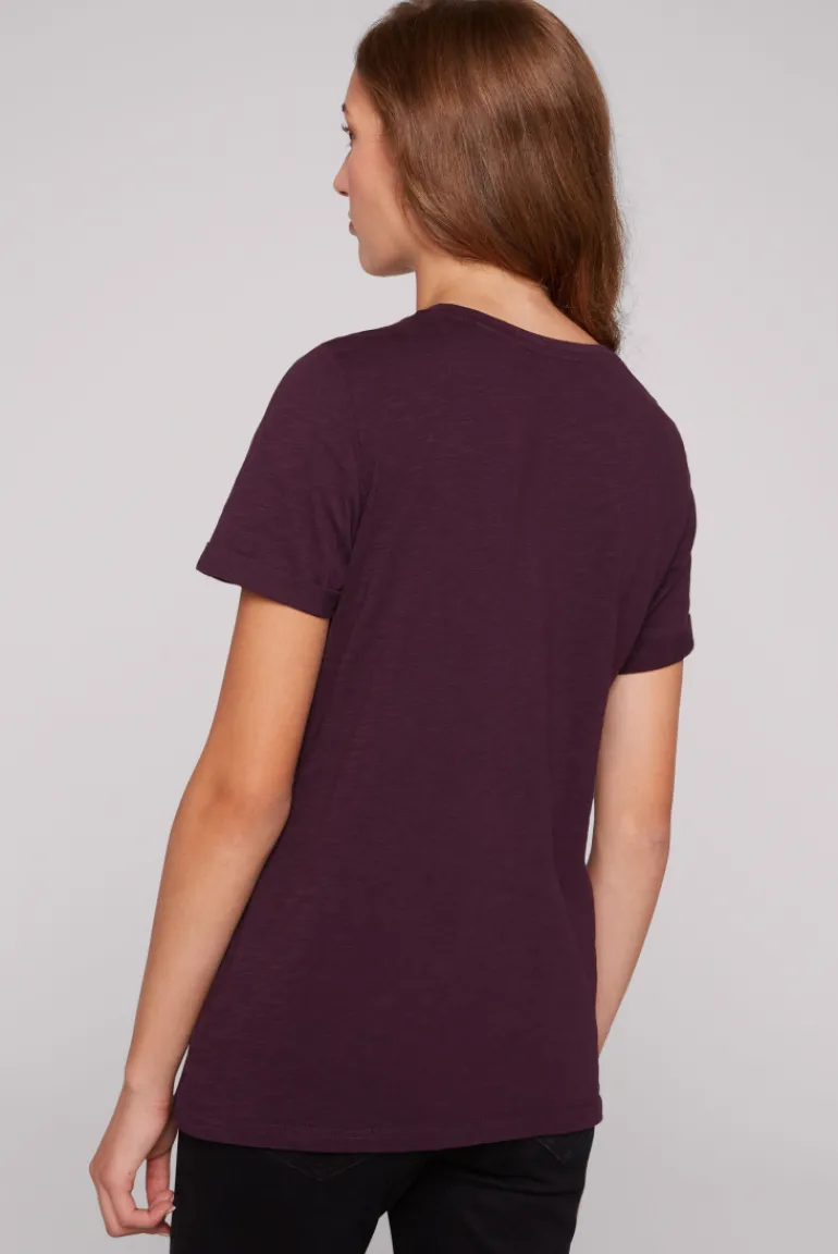 Clearance CAMP DAVID & SOCCX T-Shirt Rundhals mit Wording Print deep plum deepplum