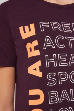 Clearance CAMP DAVID & SOCCX T-Shirt Rundhals mit Wording Print deep plum deepplum