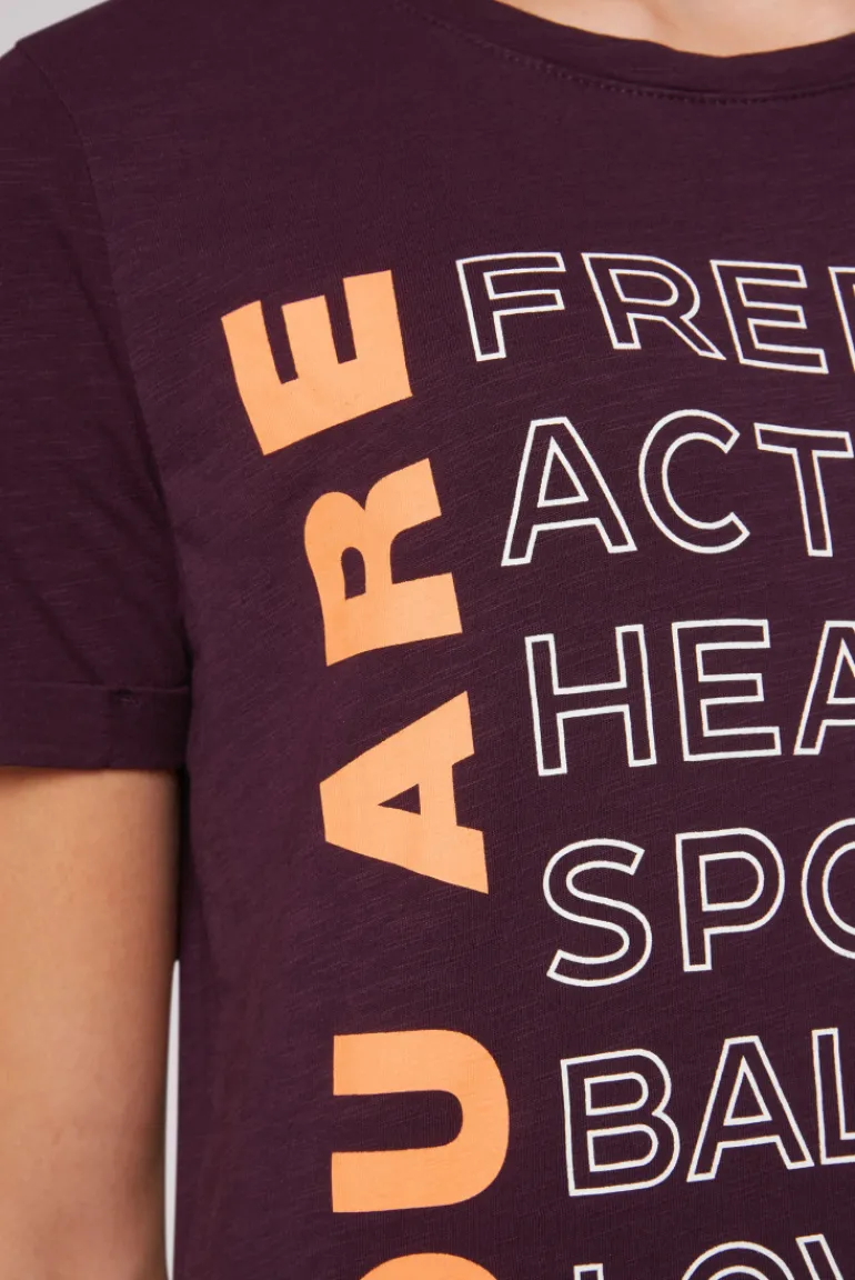 Clearance CAMP DAVID & SOCCX T-Shirt Rundhals mit Wording Print deep plum deepplum