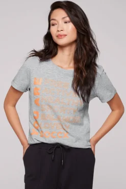 Cheap CAMP DAVID & SOCCX T-Shirt Rundhals mit Wording Print grey melange greymelange