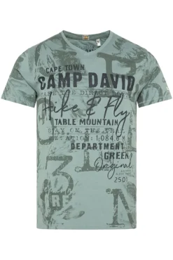 Discount CAMP DAVID & SOCCX T-Shirt V-Neck mit All Over Print teal