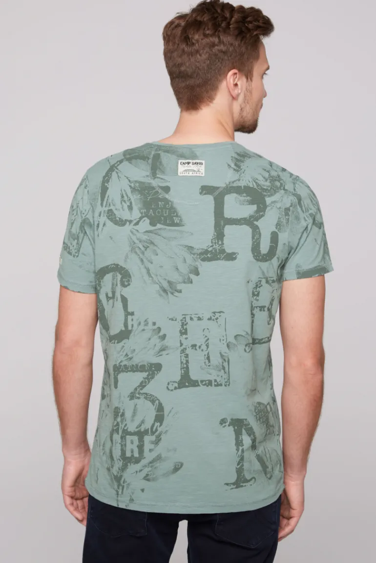 Discount CAMP DAVID & SOCCX T-Shirt V-Neck mit All Over Print teal