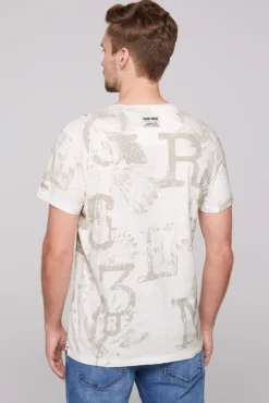 Cheap CAMP DAVID & SOCCX T-Shirt V-Neck mit All Over Print ivory