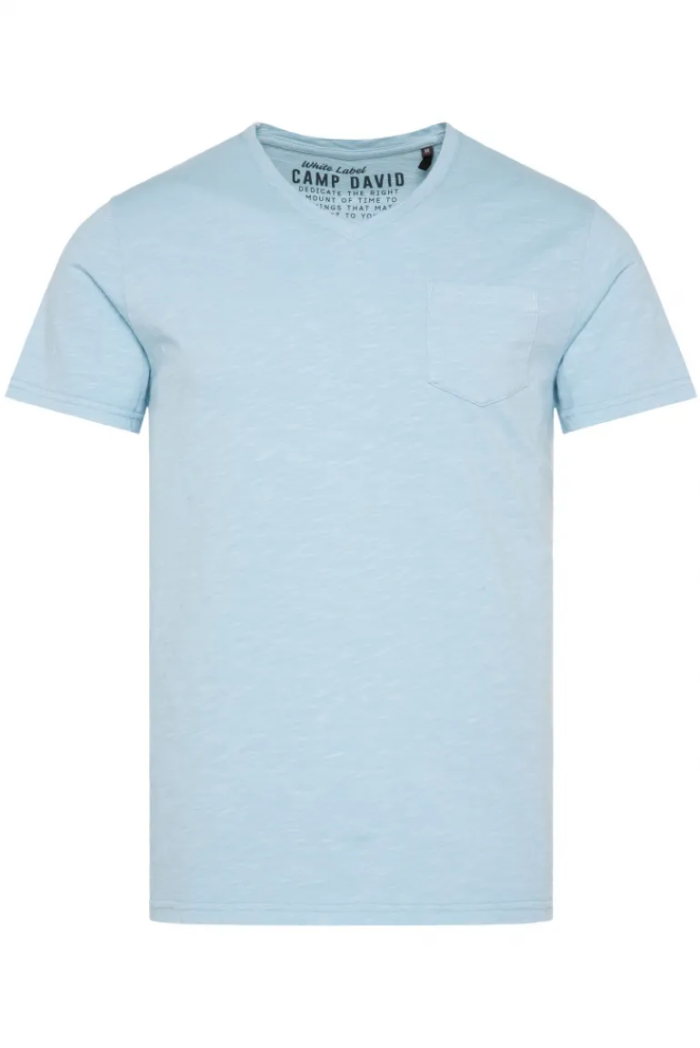 Best CAMP DAVID & SOCCX T-Shirt V-Neck mit Brusttasche summer blue | S summerblue