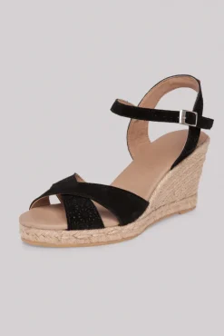 Store CAMP DAVID & SOCCX Veloursleder-Espadrille mit Keilabsatz black