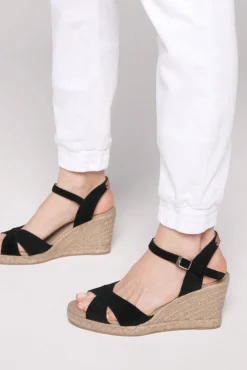 Store CAMP DAVID & SOCCX Veloursleder-Espadrille mit Keilabsatz black