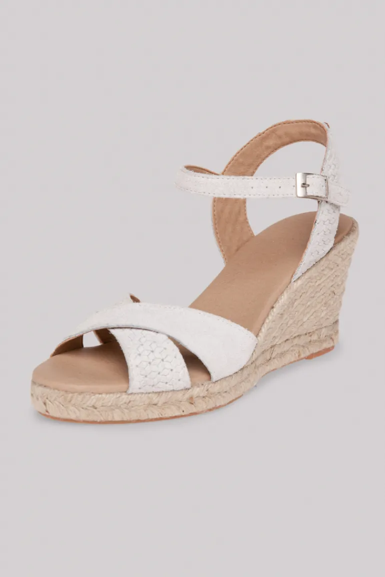 Cheap CAMP DAVID & SOCCX Veloursleder-Espadrille mit Keilabsatz ivory