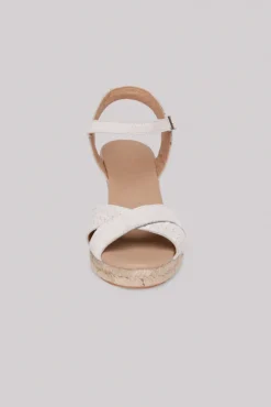Cheap CAMP DAVID & SOCCX Veloursleder-Espadrille mit Keilabsatz ivory