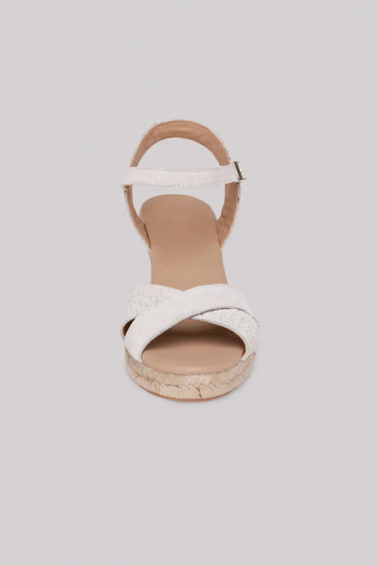 Cheap CAMP DAVID & SOCCX Veloursleder-Espadrille mit Keilabsatz ivory