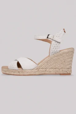 Cheap CAMP DAVID & SOCCX Veloursleder-Espadrille mit Keilabsatz ivory
