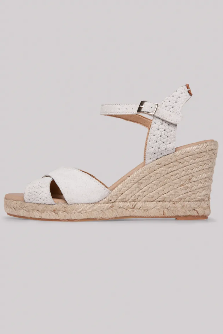 Cheap CAMP DAVID & SOCCX Veloursleder-Espadrille mit Keilabsatz ivory