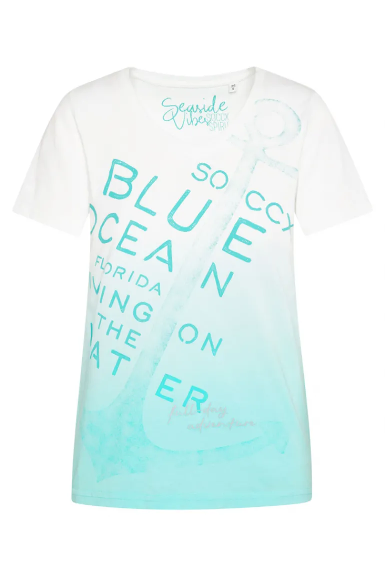 Best CAMP DAVID & SOCCX V-Shirt Dip Dye mit Anker-Print ivory