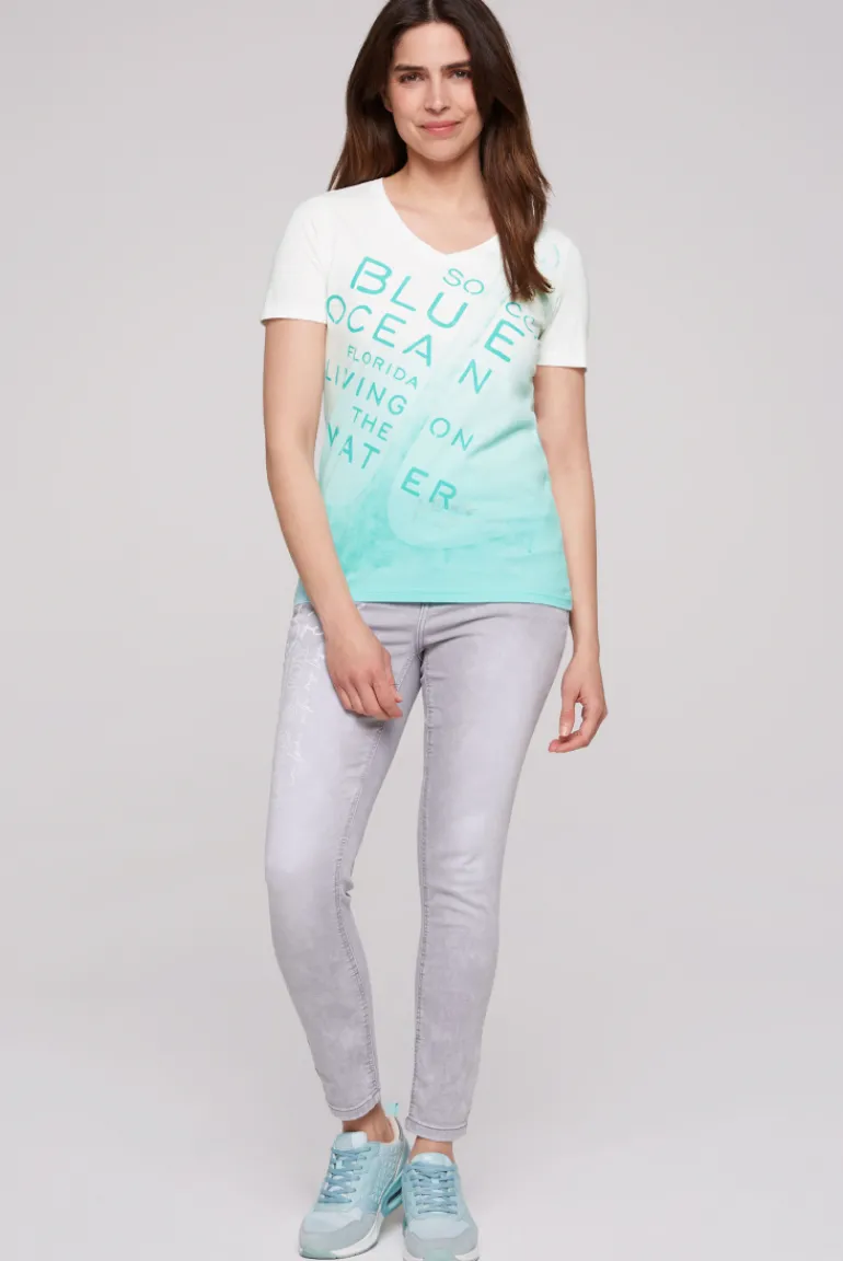 Best CAMP DAVID & SOCCX V-Shirt Dip Dye mit Anker-Print ivory