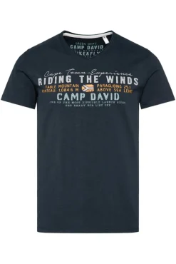 Hot CAMP DAVID & SOCCX V-Shirt mit Flockprint blue navy bluenavy